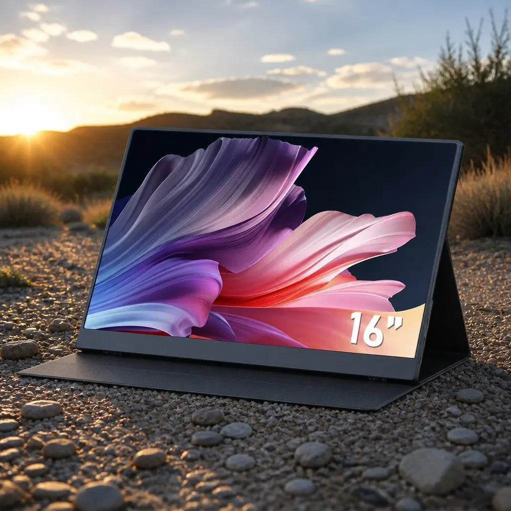 16 Inch Portable IPS Monitor Travel Display USB C Dual Screen Black Laptop Extender