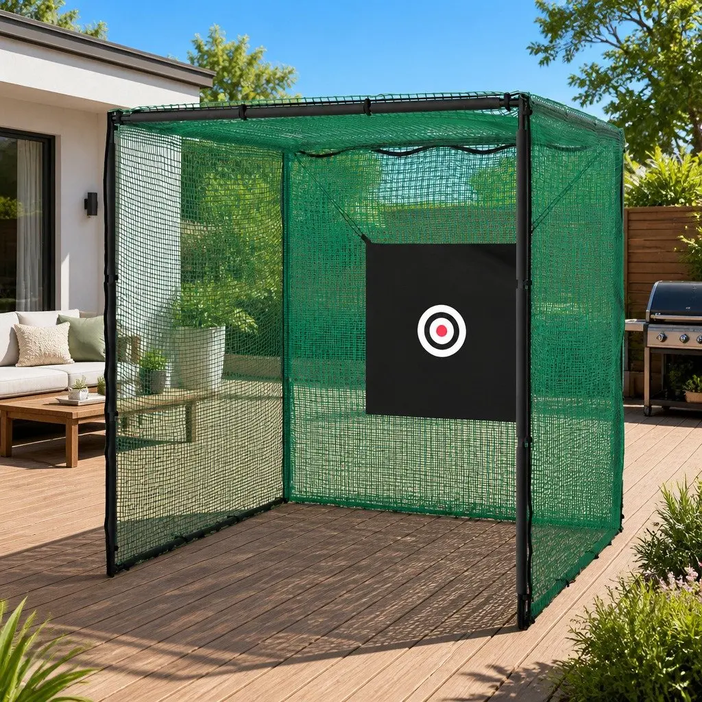 Golf Practice Net Hitting Cage Steel Frame 3m Black Green