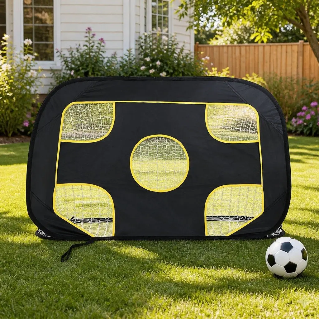 Portable Soccer Rebounder Net Fibreglass Support 120cm Black
