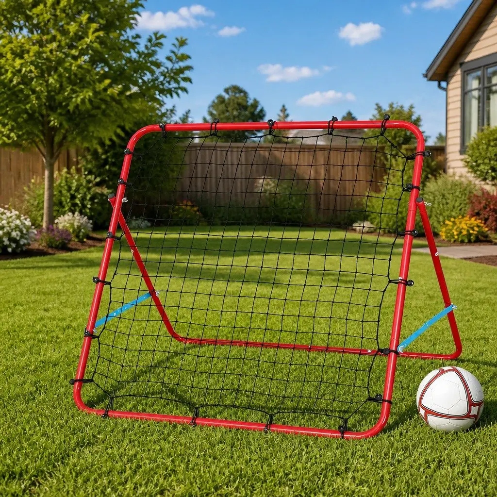 Portable Rebound Net Training Aid Metal Frame High-Density PE-Mesh 100 cm Red