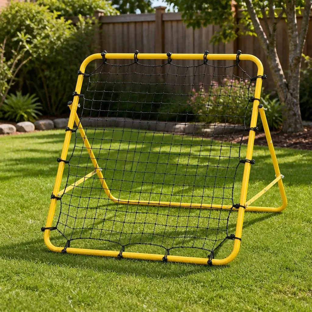 Portable Rebound Net Training Goal Steel Tube 100 x 81 x 100 cm Yellow