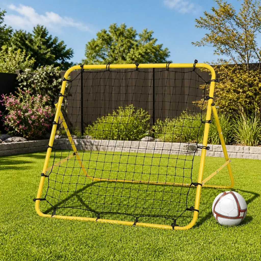 Portable Rebound Net Training Goal Steel Tube 100 x 81 x 100 cm Yellow