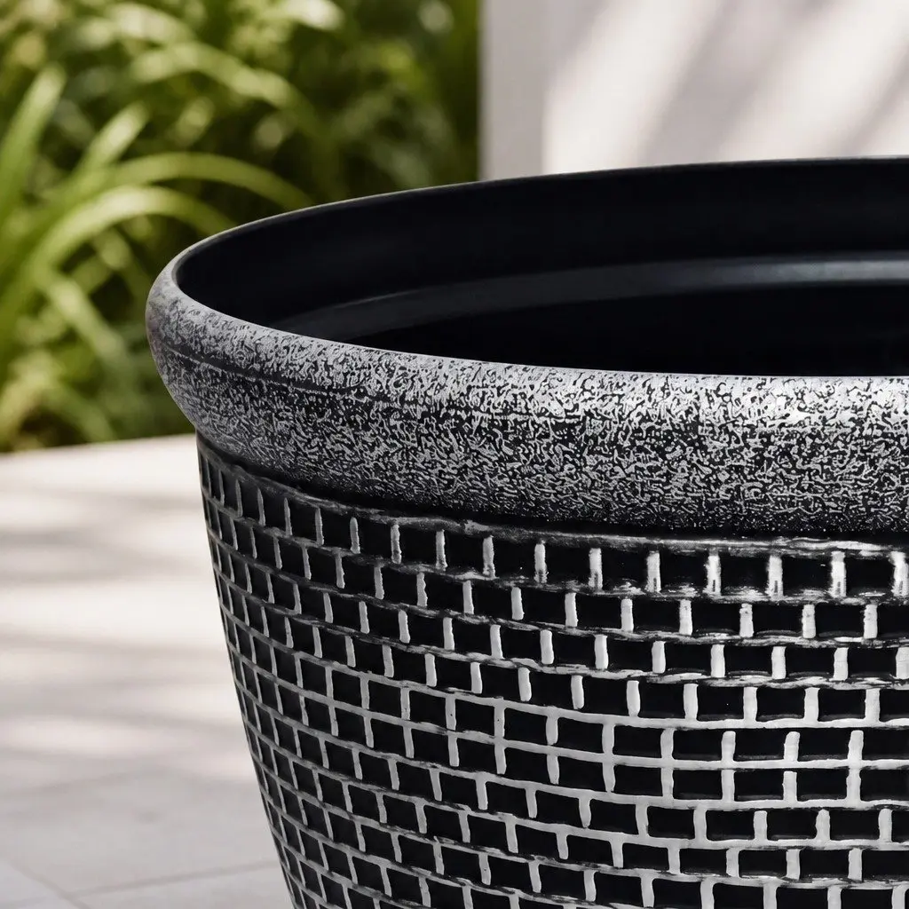 Plastic Plant Pots 30cm Outdoor Garden Planter Set 2 Pcs Drainage Holes