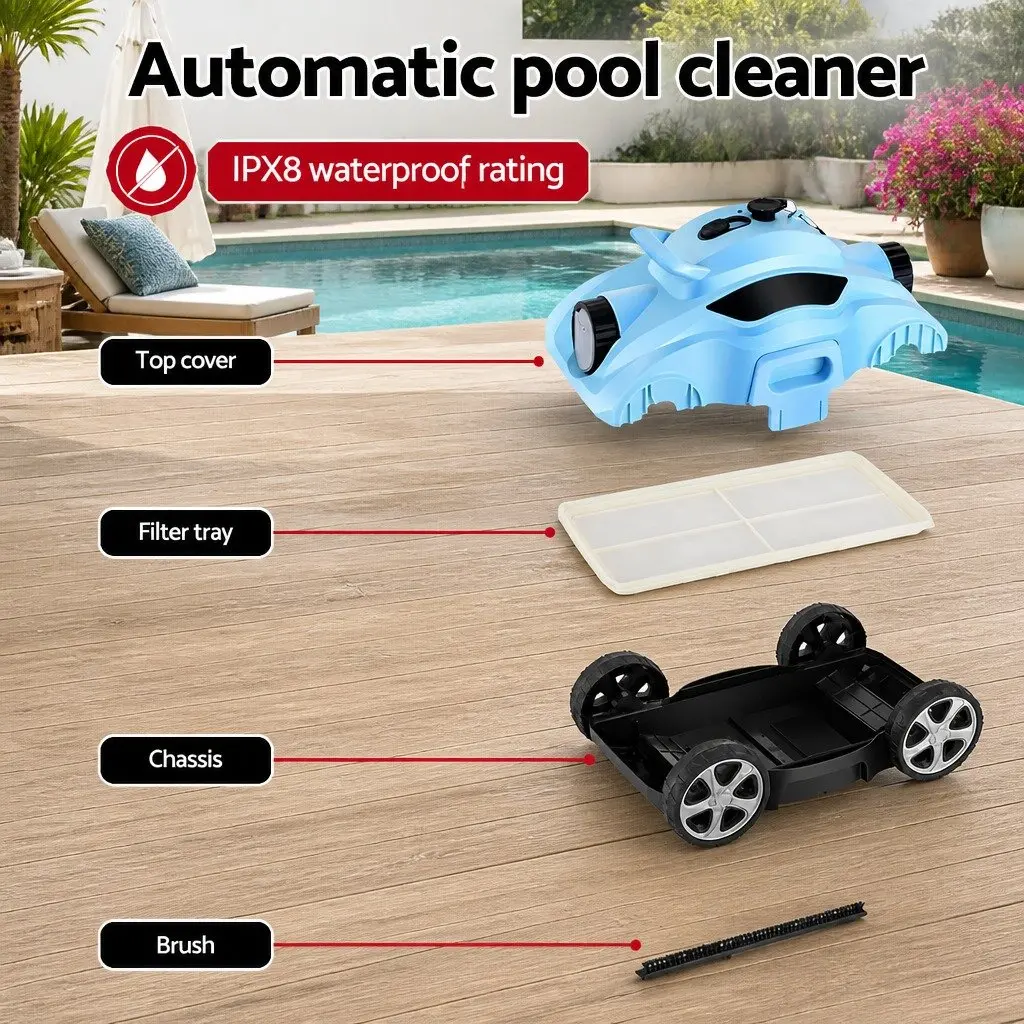 Robotic Pool Cleaner Cordless Plastic 42cm x 28.5cm x 23cm Blue