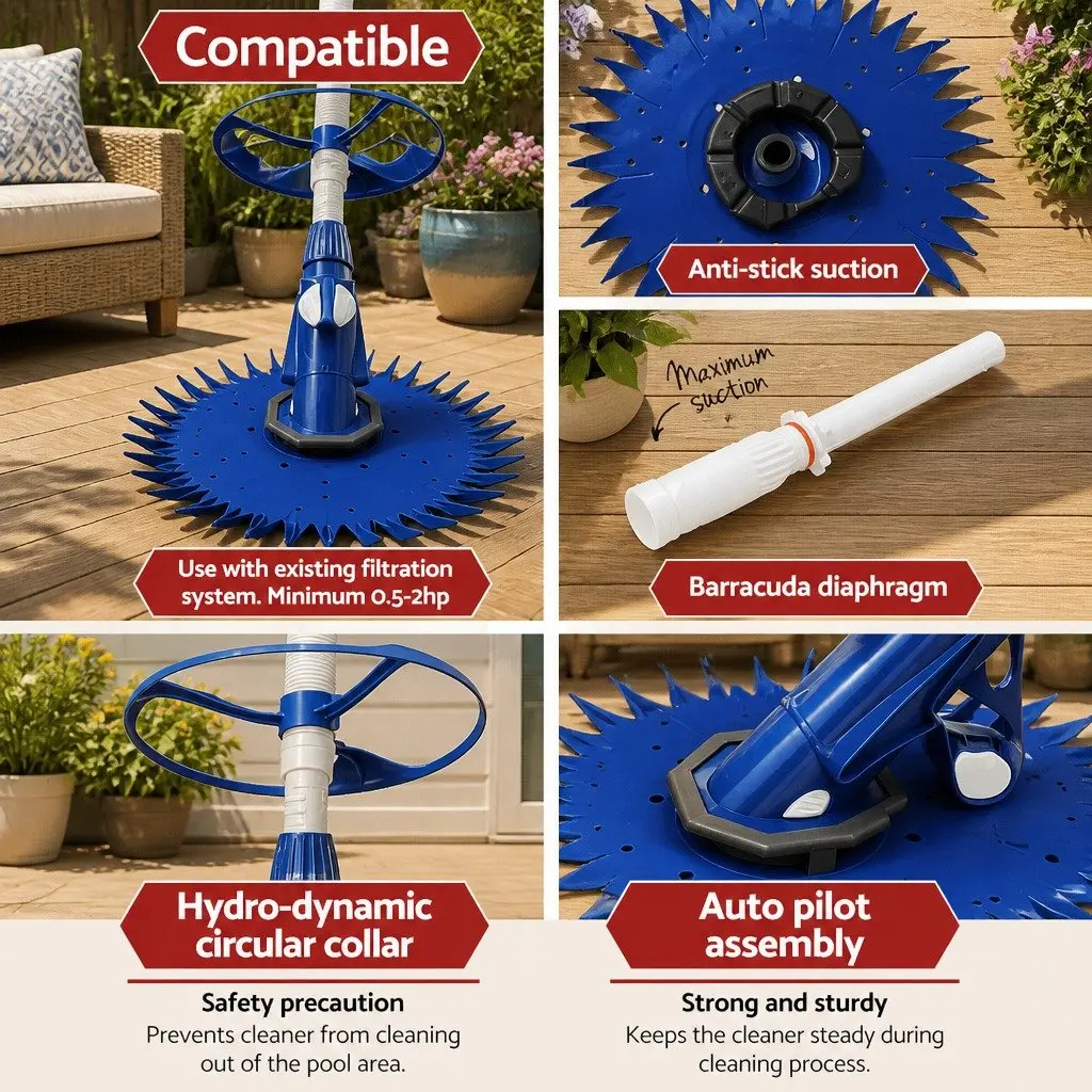 Automatic Pool Cleaner Vacuum 10M Hose Navy