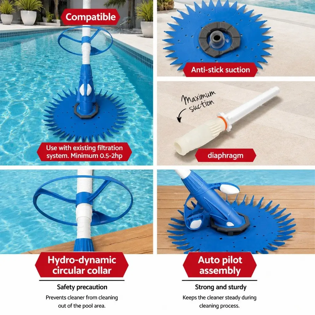 Automatic Pool Cleaner Blue 10M Hose Floor and Wall Cleaner