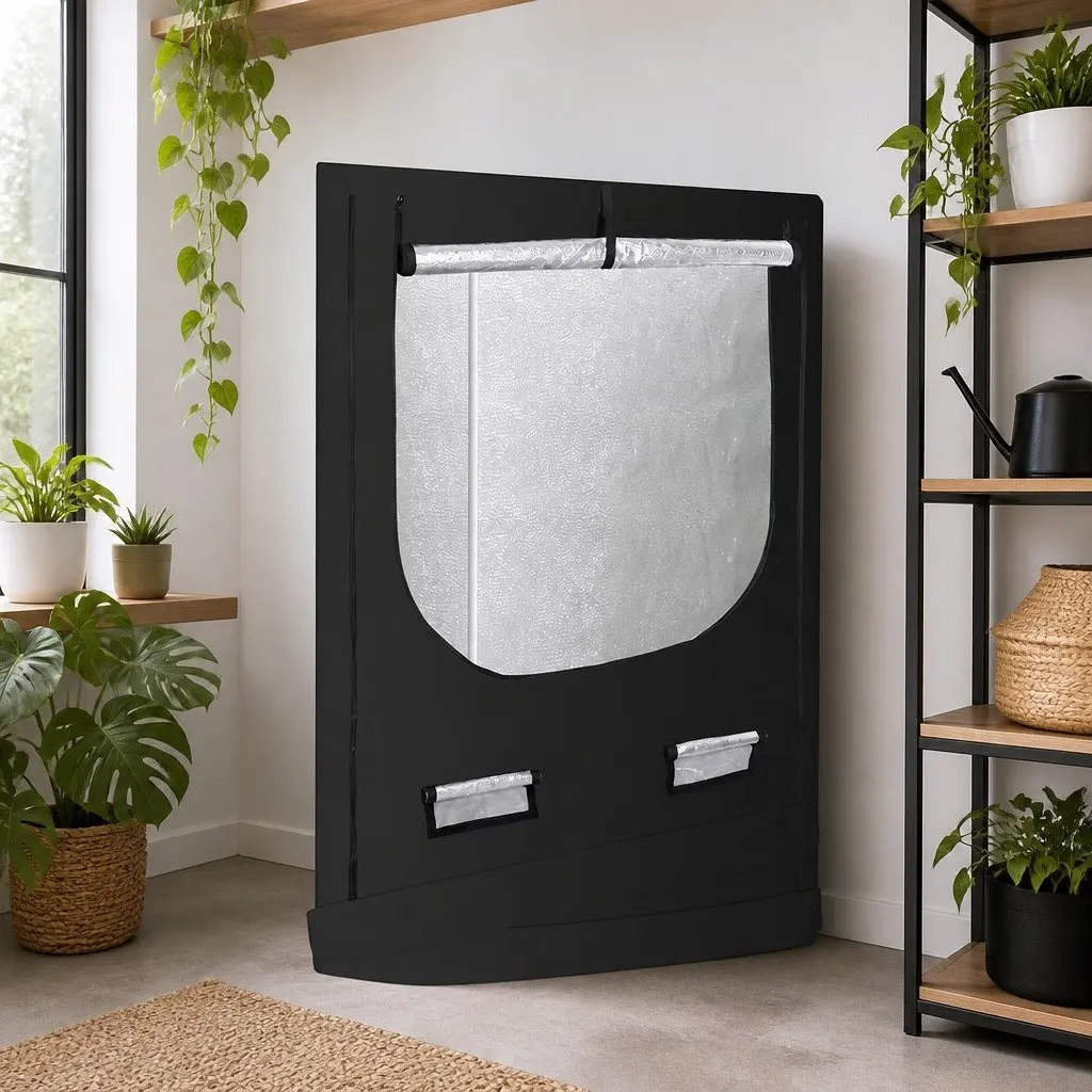 Indoor Grow Tent Hydroponics System Steel Frame 600D Oxford Cloth 100cm x 100cm x 142cm Black