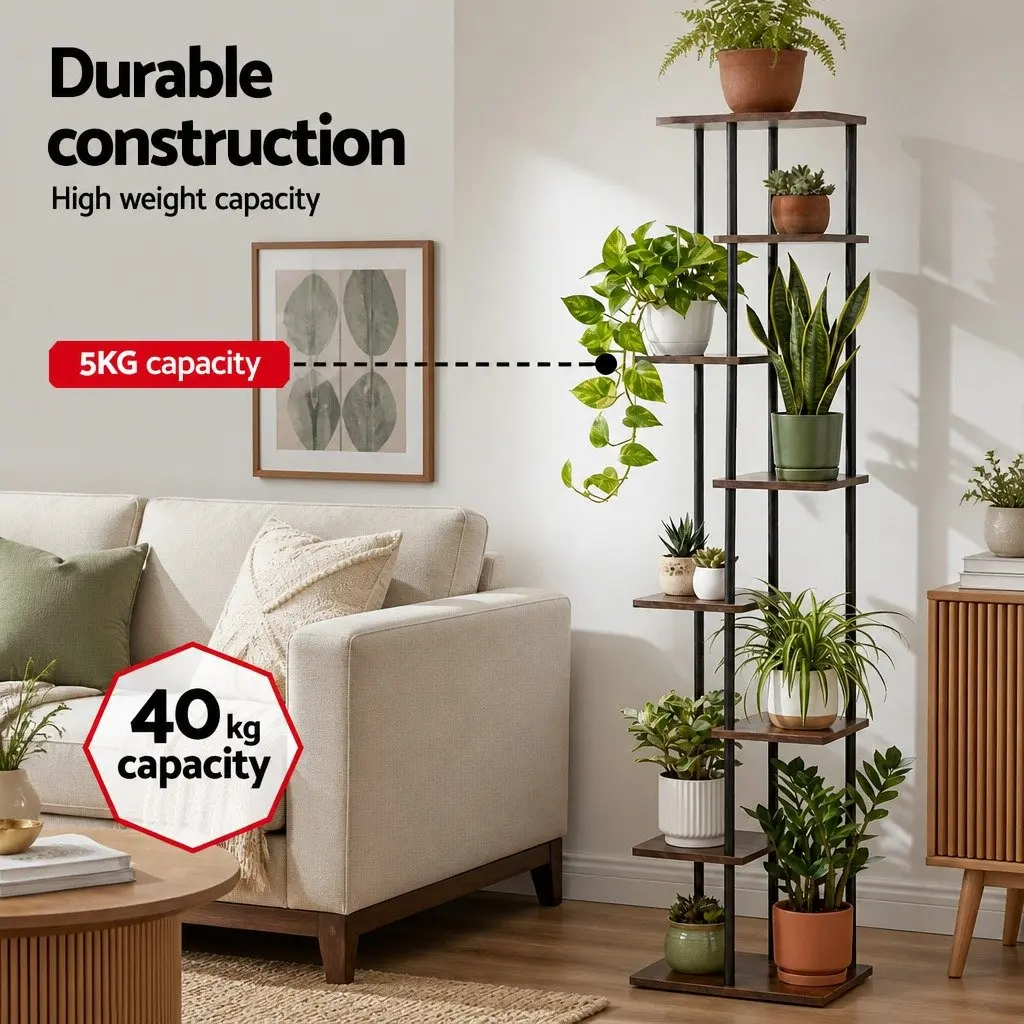 8-Tier Plant Stand Metal Flower Shelf Indoor Outdoor Garden Display Organiser