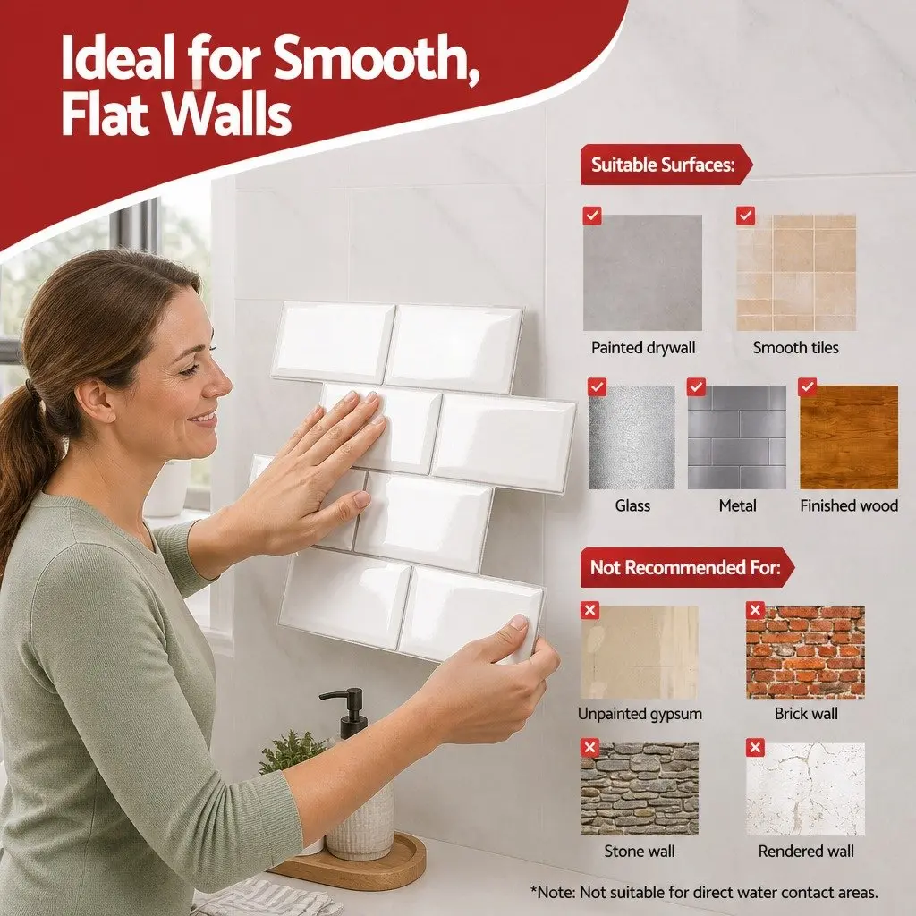Peel and Stick Subway Tile Backsplash 3D Textured Vinyl 32 x 27 cm White 10 Piece