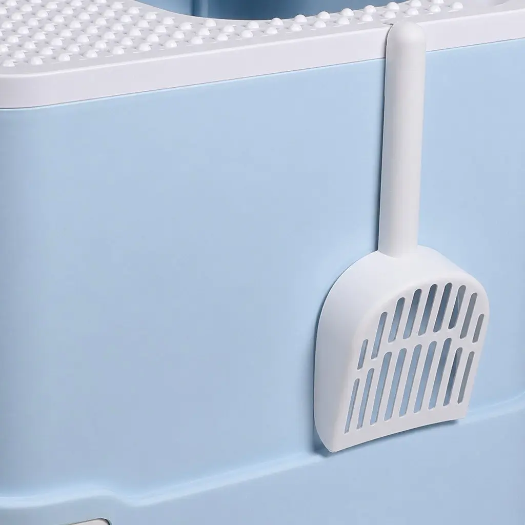Cat Litter Box Enclosed PP Large Blue Double Door Privacy Tray