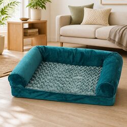 Pet Bed Sofa Dog Beds Medium Soft Orthopaedic Memory Foam Washable Blue Grey