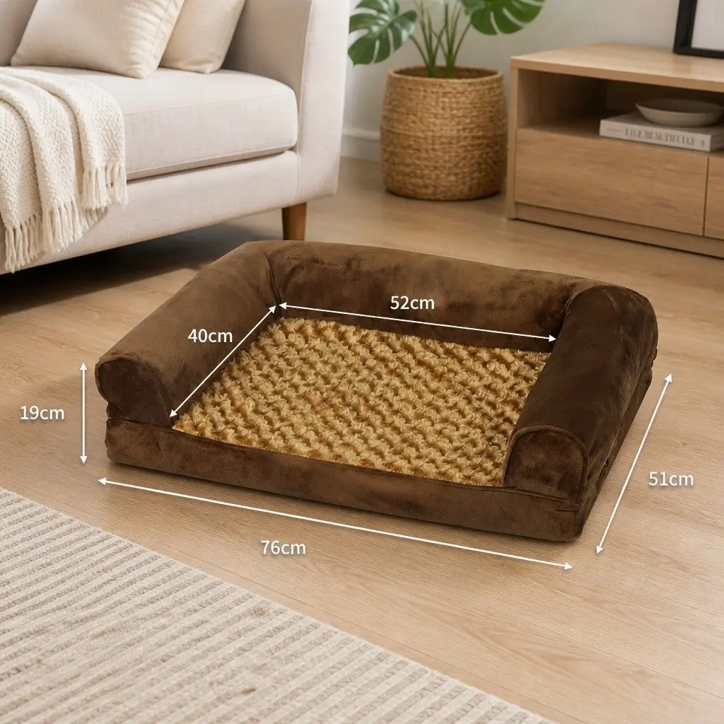 Orthopedic Pet Bed Memory Foam 76cm x 51cm x 19cm Brown