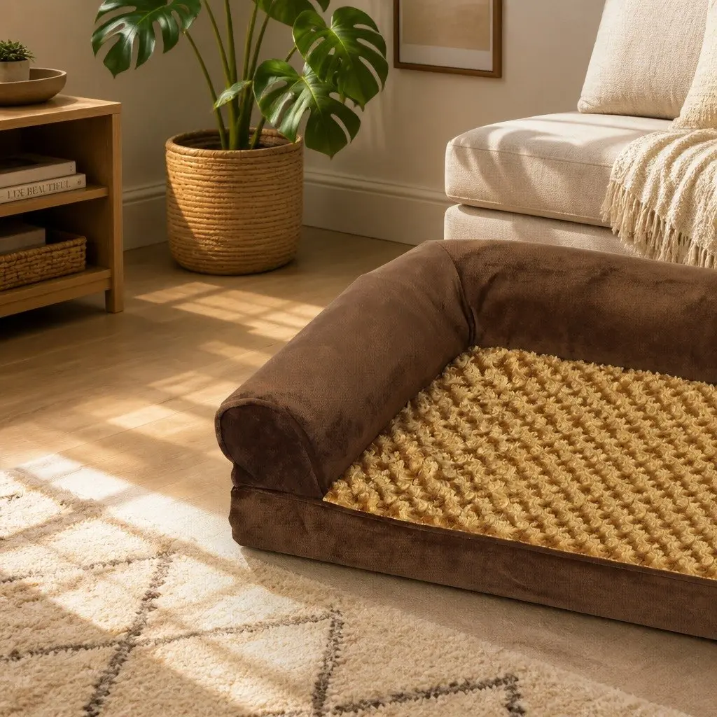Orthopedic Pet Bed Memory Foam 76cm x 51cm x 19cm Brown