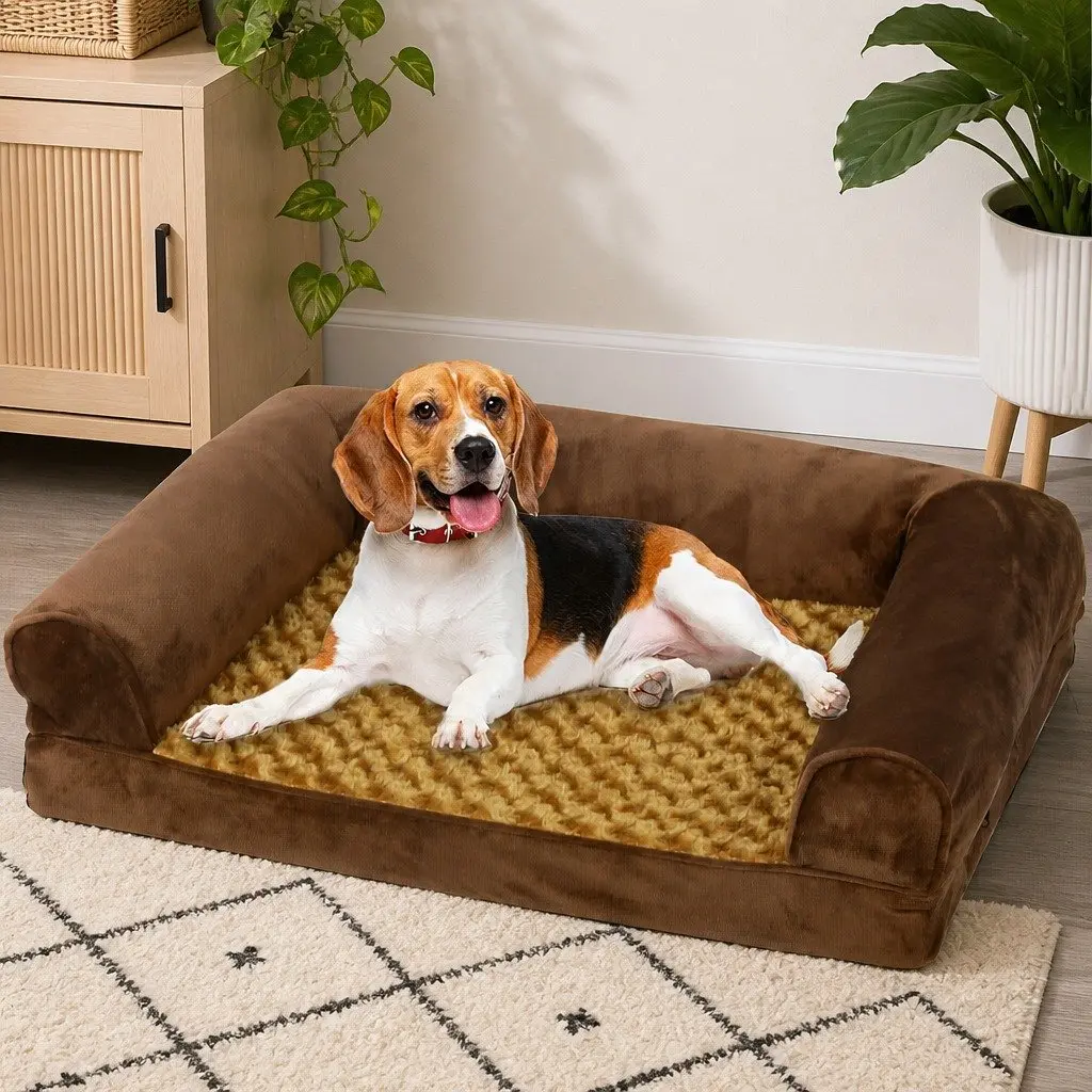 Orthopedic Pet Bed Memory Foam 76cm x 51cm x 19cm Brown