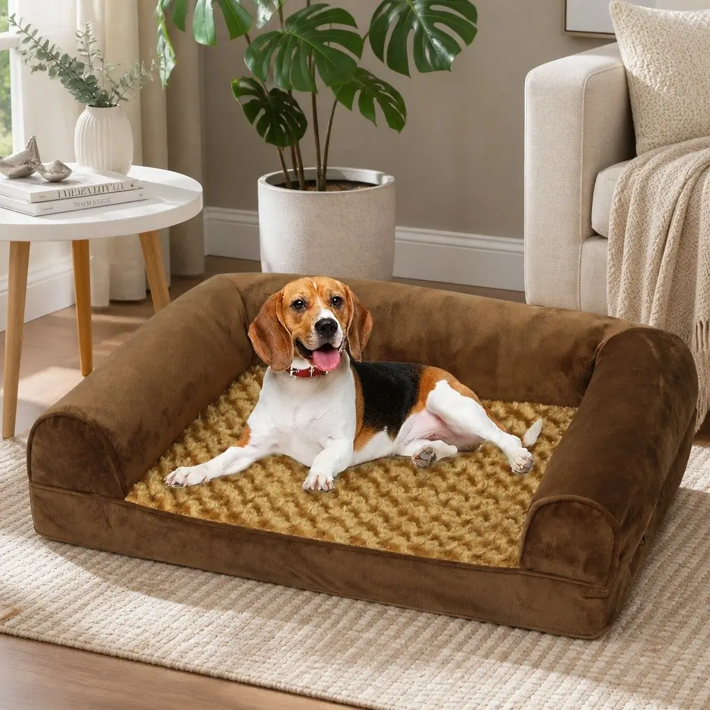 Orthopedic Pet Bed Memory Foam 76cm x 51cm x 19cm Brown
