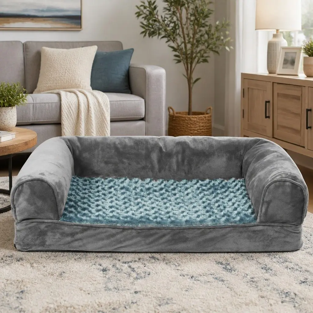 Pet Bed Orthopaedic Memory Foam Medium Grey