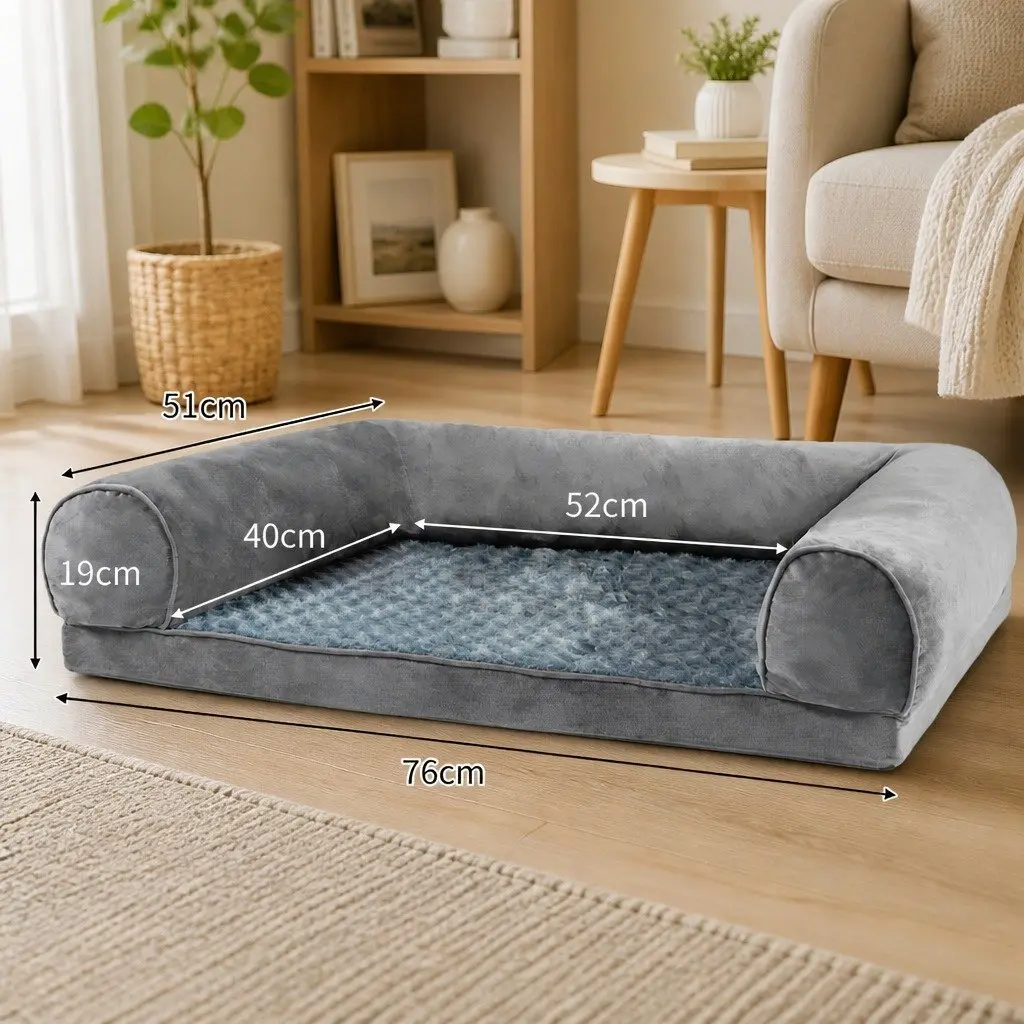 Pet Bed Orthopaedic Memory Foam Medium Grey