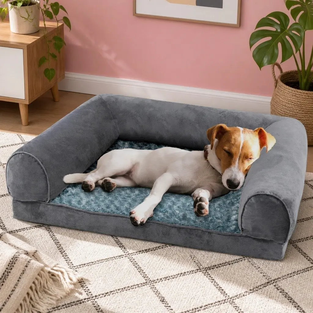 Pet Bed Orthopaedic Memory Foam Medium Grey