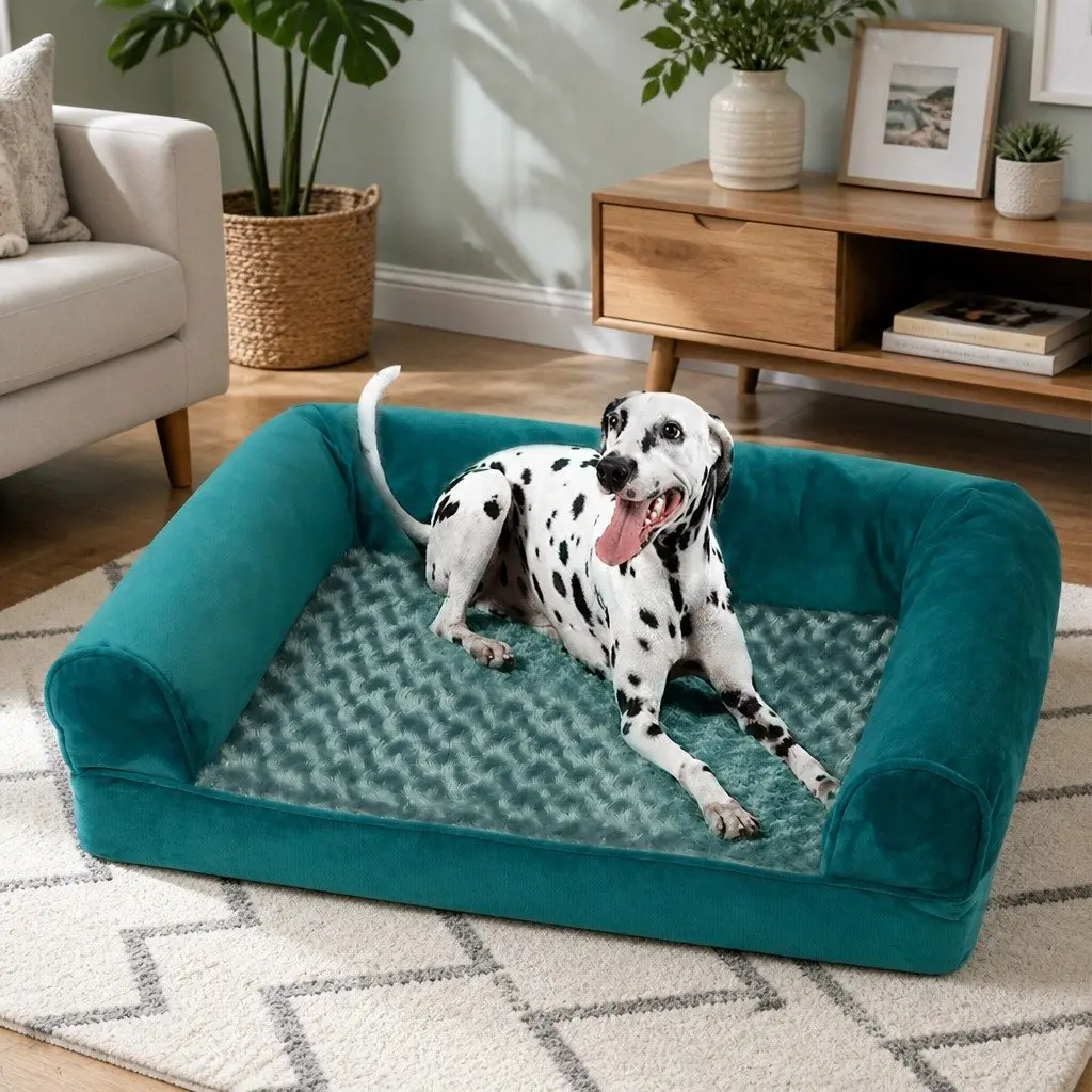 Pet Bed Sofa Dog Bedding Soft Warm XXL Blue Orthopaedic Memory Foam Removable