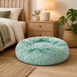 Dog Calming Bed Cover Large Teal Removable Replacement Pet Nest Donut Shape