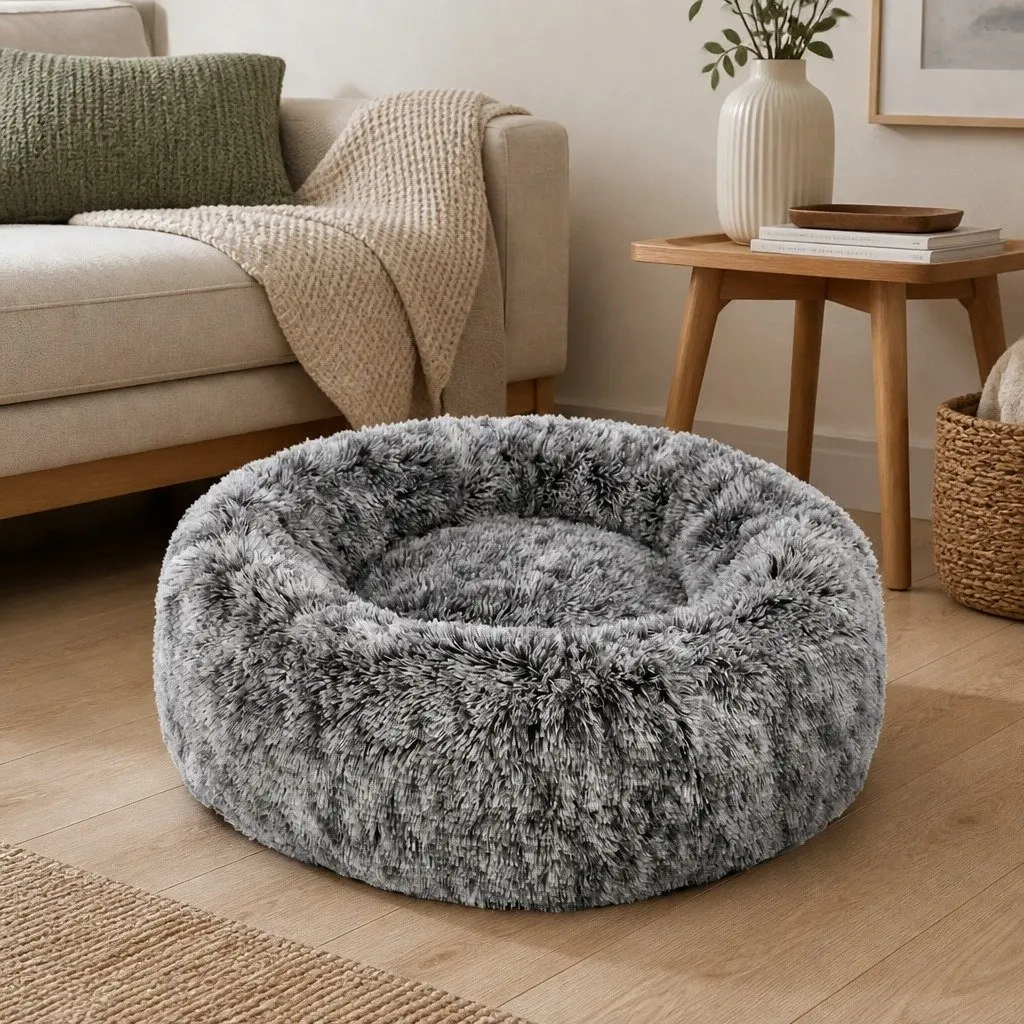 Donut-Shaped Bed for Pets, Charcoal Color