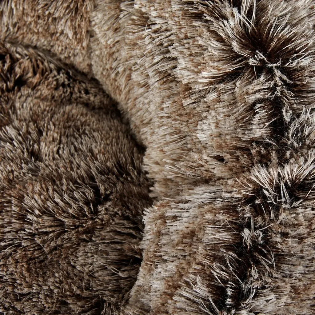 Dog Calming Bed Cover Plush X-Large Brown Removable Replacement Donut-Shaped Pet Bed Cover