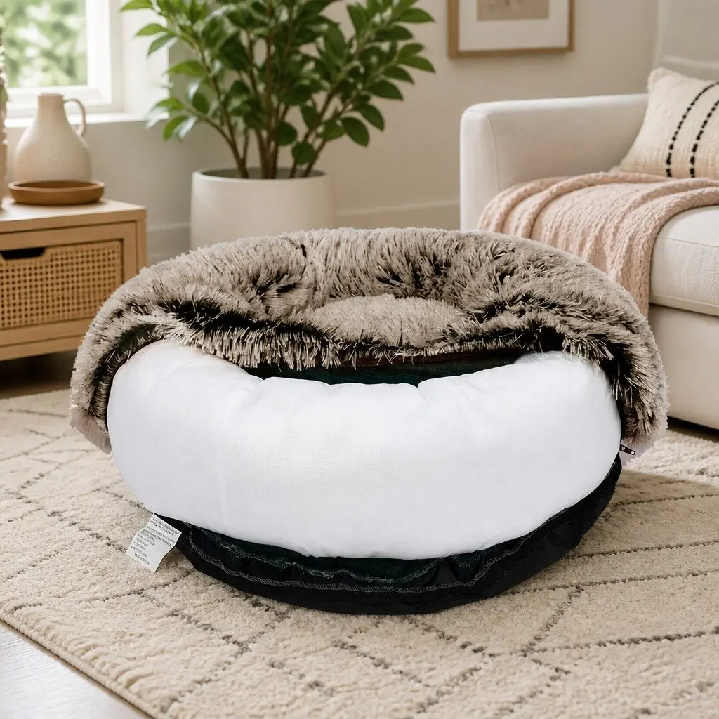 Pet Calming Bed Replaceable Cover Polyester XXL Brown