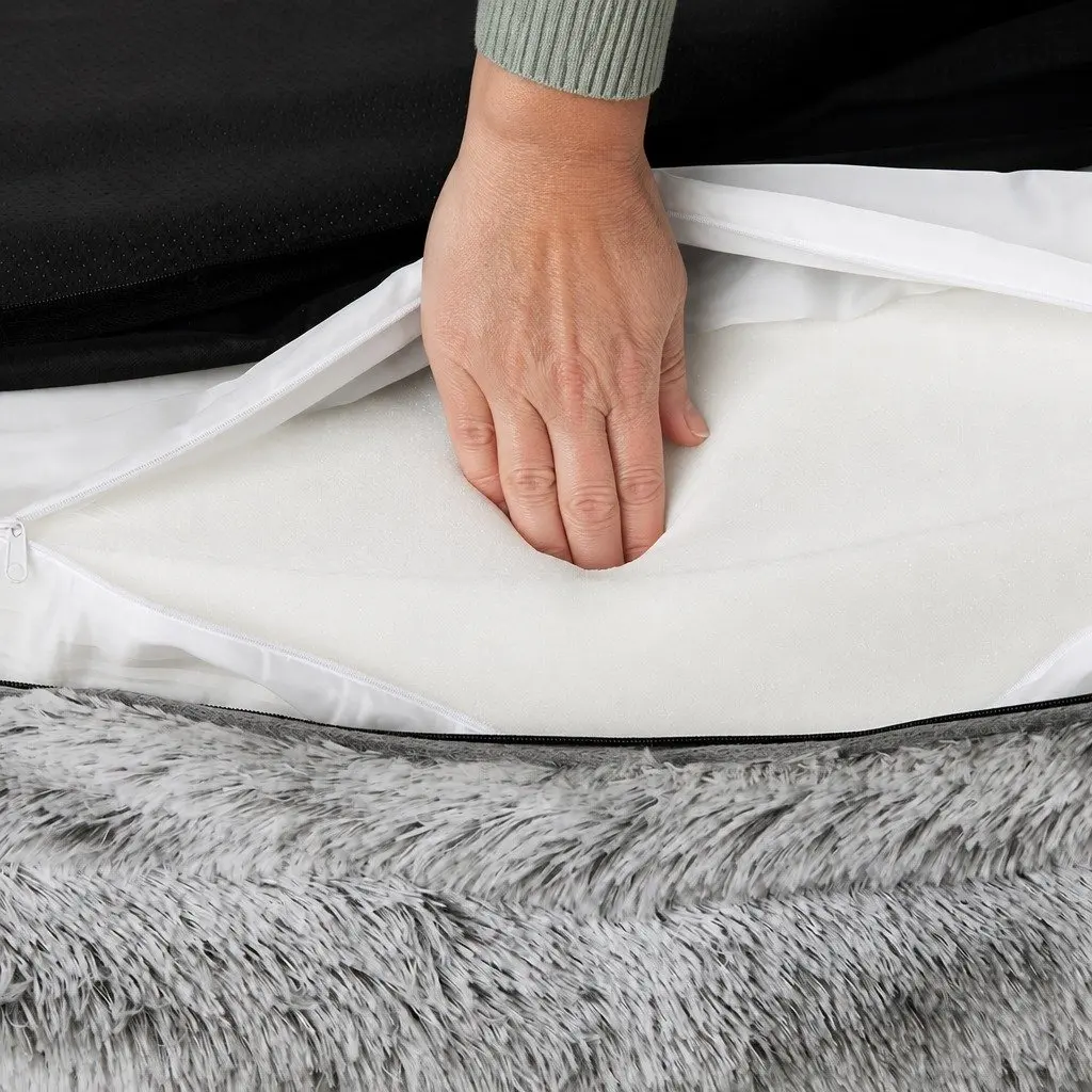 Pet Bed Orthopedic Memory Foam Large Plush Grey