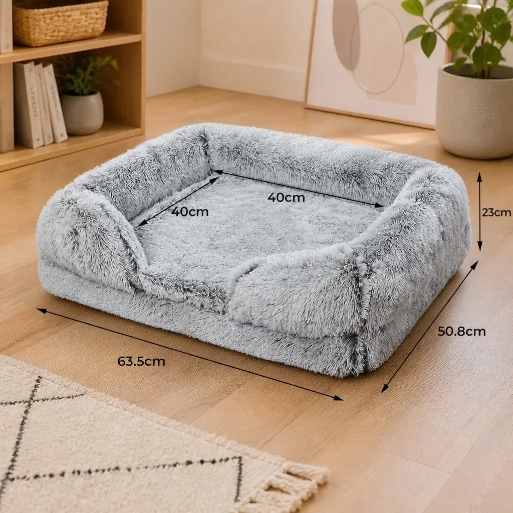 Pet Bed Memory Foam Orthopedic Small Plush Grey