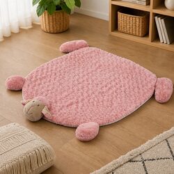 Pet Bed Cat Dog Calming Cushion Plush Large with Squeaky Corner Toys Pink