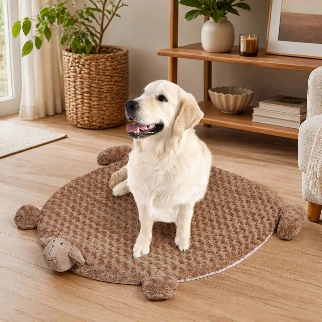 Pet Bed Cushion Dog Cat Calming Sleeping Mat with Corner Squeaky Toys Large
