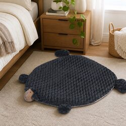 Pet Bed Cat Dog Calming Cushion Medium Squeaky Toy Plush Charcoal Grey