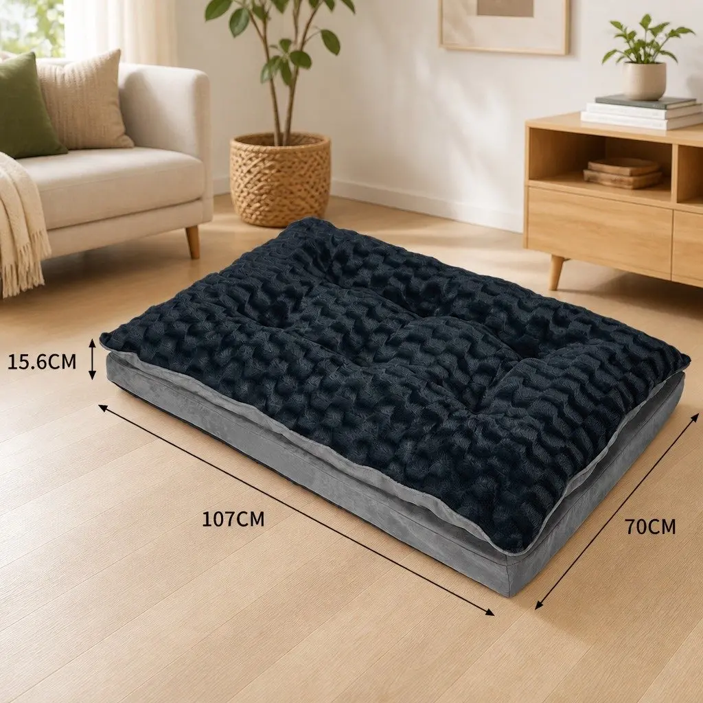 Pet Bed Memory Foam Large Soft Plush Dark Grey Khaki
