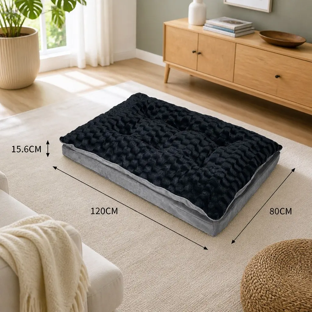 Dog Bed Memory Foam XL Soft Plush Washable Cover Dark Grey