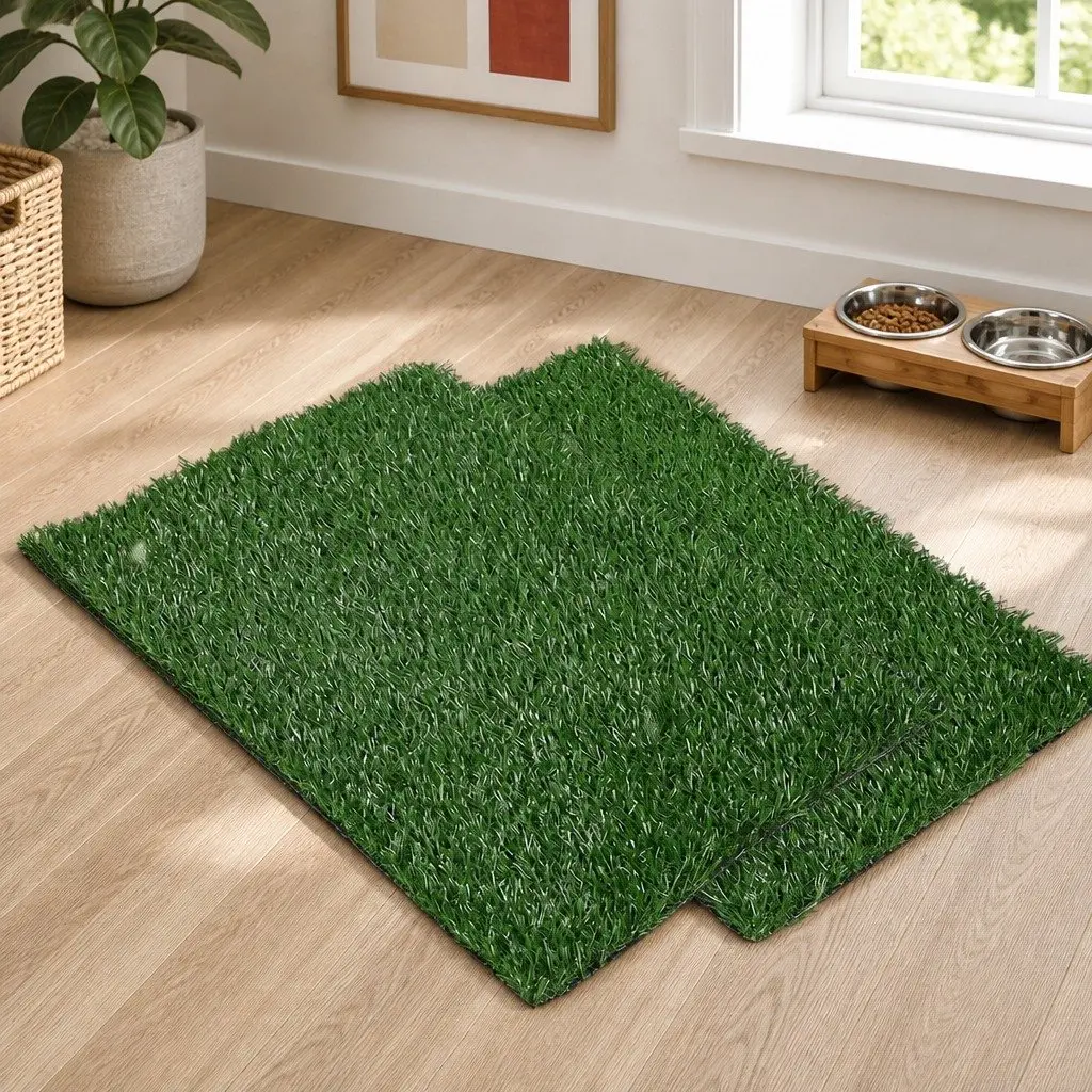 Indoor Dog Potty Training Toilet Large Synthetic Grass Mat Green and Black