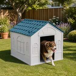 Functional Blue Dog House for Indoor and Outdoor Use