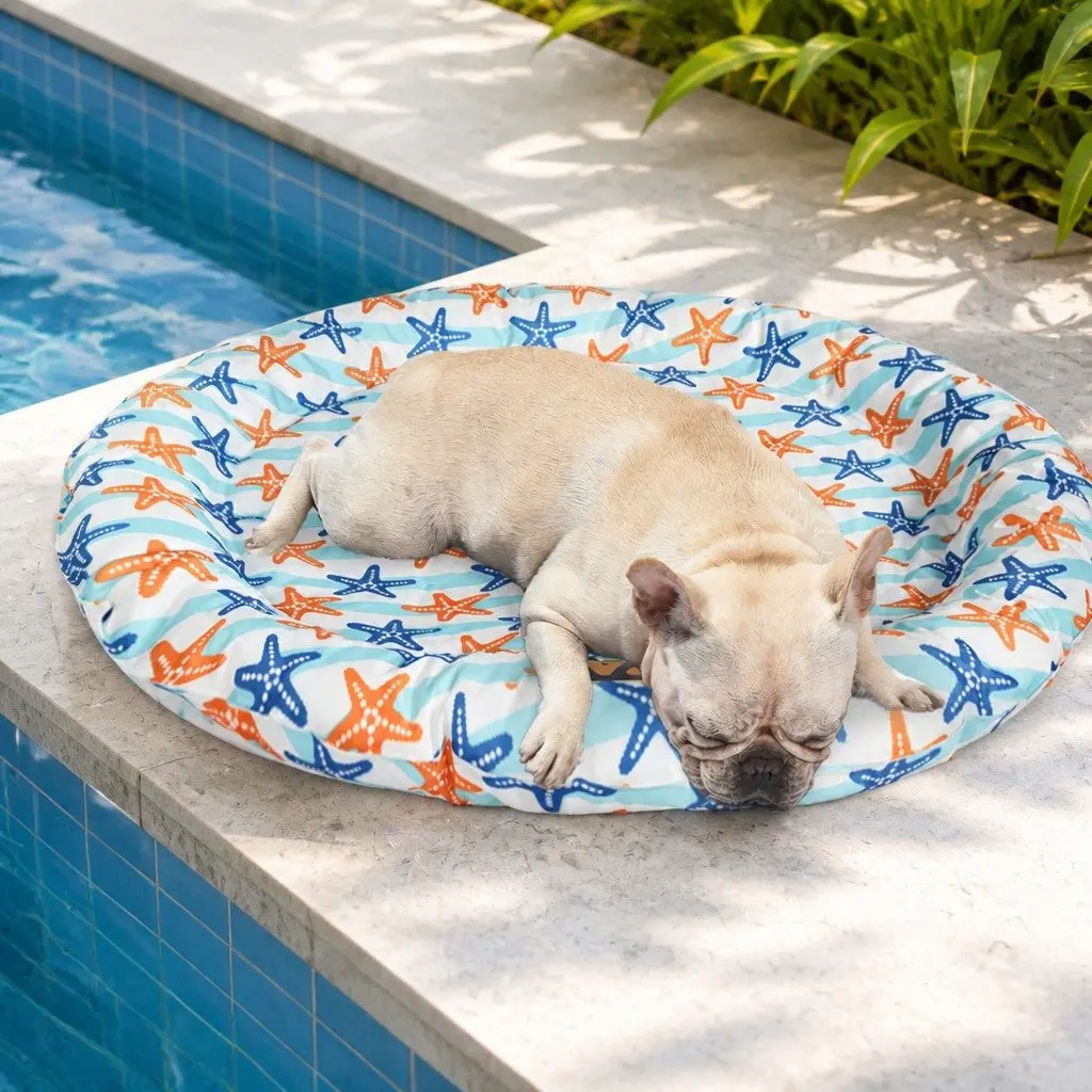 Large Waterproof Self-Cooling Gel Mat for Pets with Bolster Portable Scratch-Resistant Cat Dog Pad