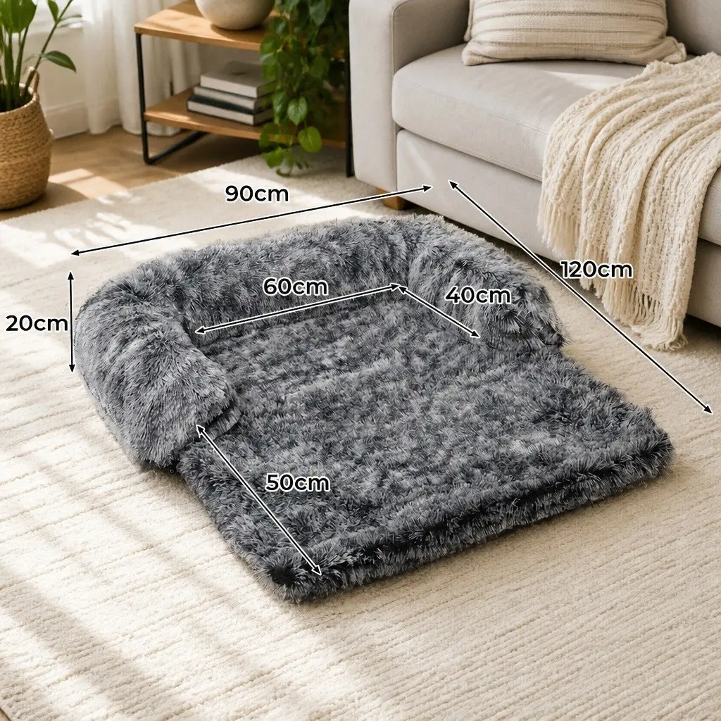 Pet Sofa Protector Waterproof Plush Charcoal Extra Large Machine Washable 120cm x 90cm x 20cm