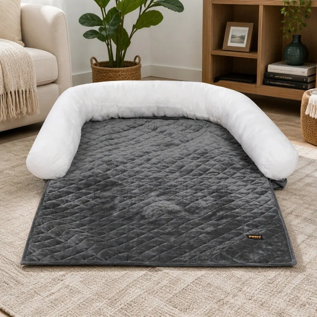 Pet Sofa Cover Fleece Large Grey Anti-Slip Furniture Protector