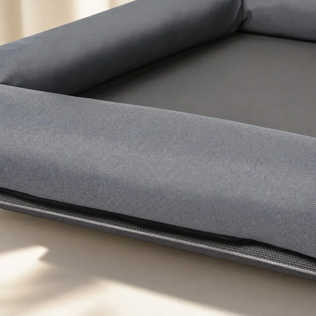Medium Elevated Pet Bed Steel Frame Grey Breathable Mesh for Dog Cat Indoor Outdoor