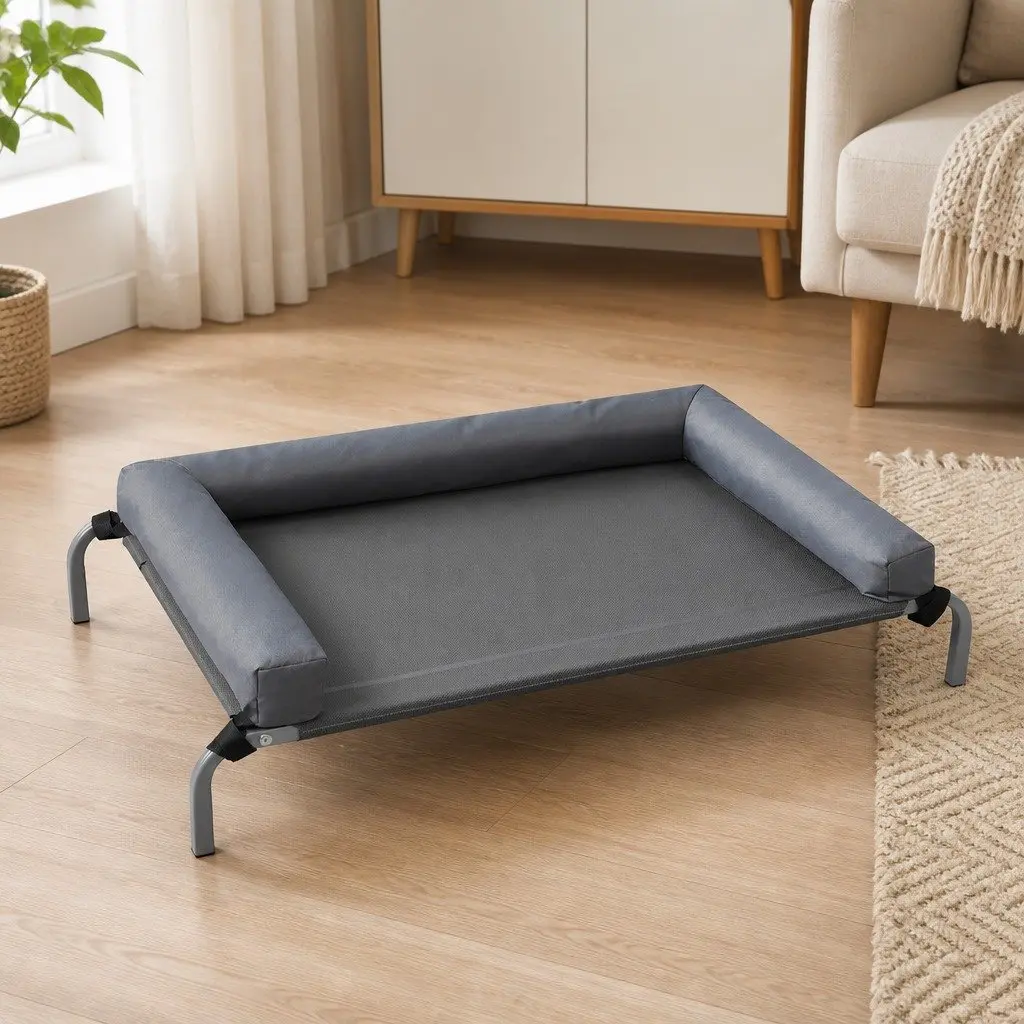 Elevated Pet Bed Steel Frame Mesh XL Grey