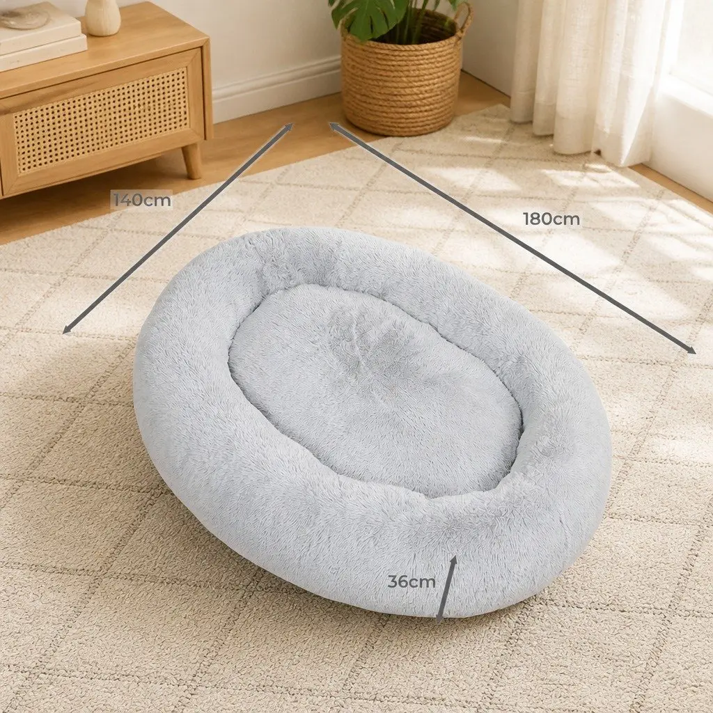 Large Nap Bed Grey Soft Fluffy 1.8m Machine Washable for Pets