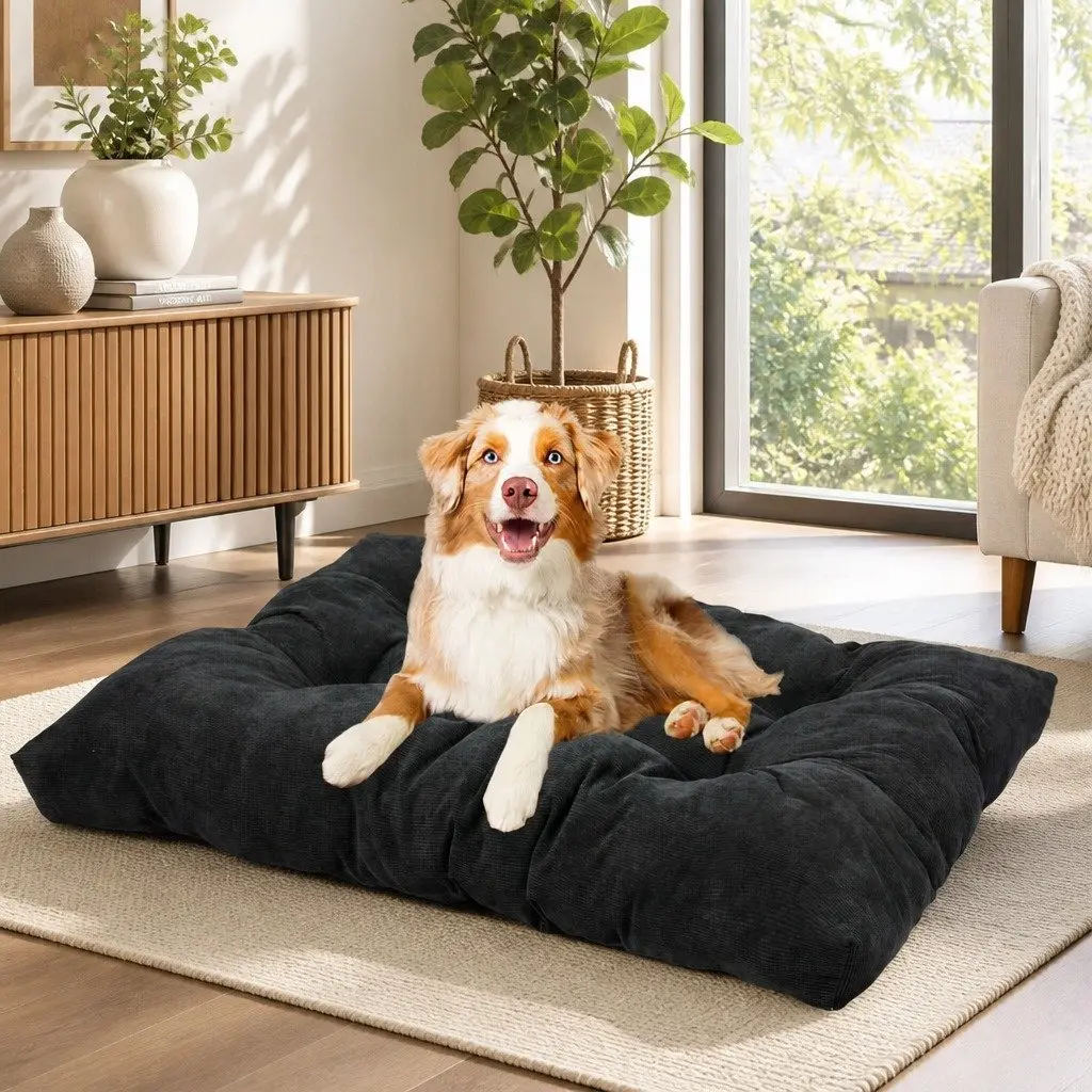 Pet Bed Tufted Large Dark Grey Washable Cushion