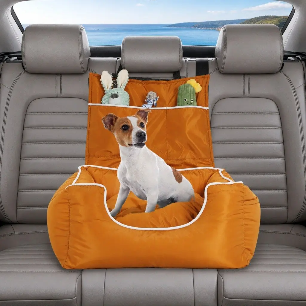 Pet Travel Safety Carrier Waterproof Orange Dog Car Seat Cushion Washable Cover 55cm x 55cm x 22cm