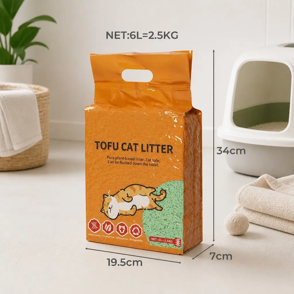 Tofu Cat Litter Biodegradable Clumping Green Tea Scent 2.5kg x2 Bags