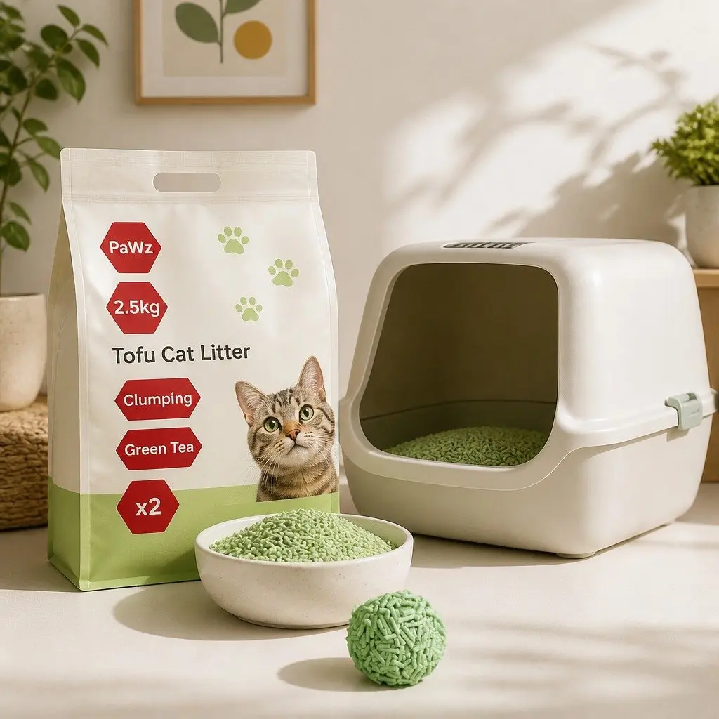 Tofu Cat Litter Biodegradable Clumping Green Tea Scent 2.5kg x2 Bags