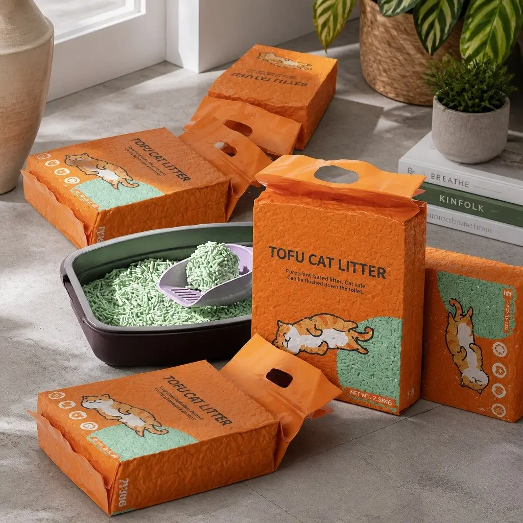 Tofu Cat Litter Biodegradable Clumping Green Tea Scent 2.5kg x2 Bags