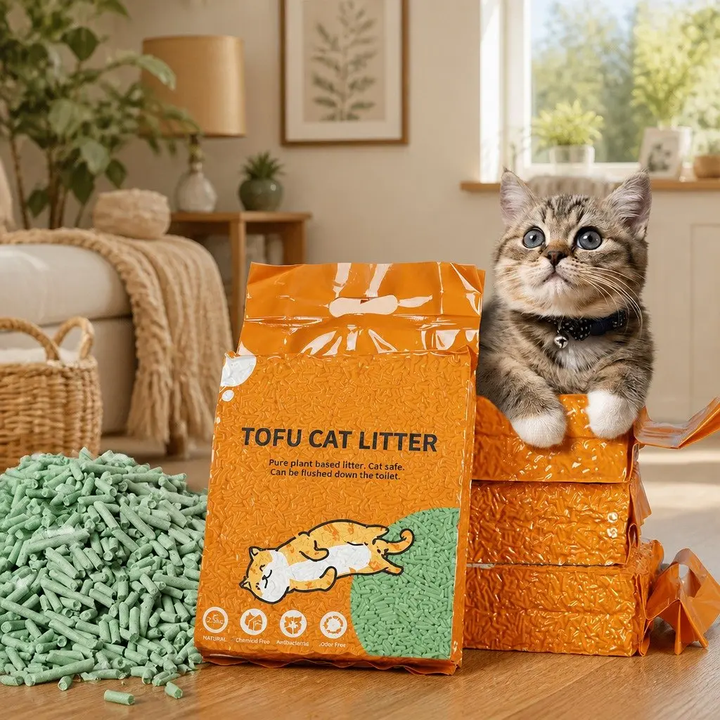 Tofu Cat Litter Biodegradable Clumping Green Tea Scent 2.5kg x2 Bags