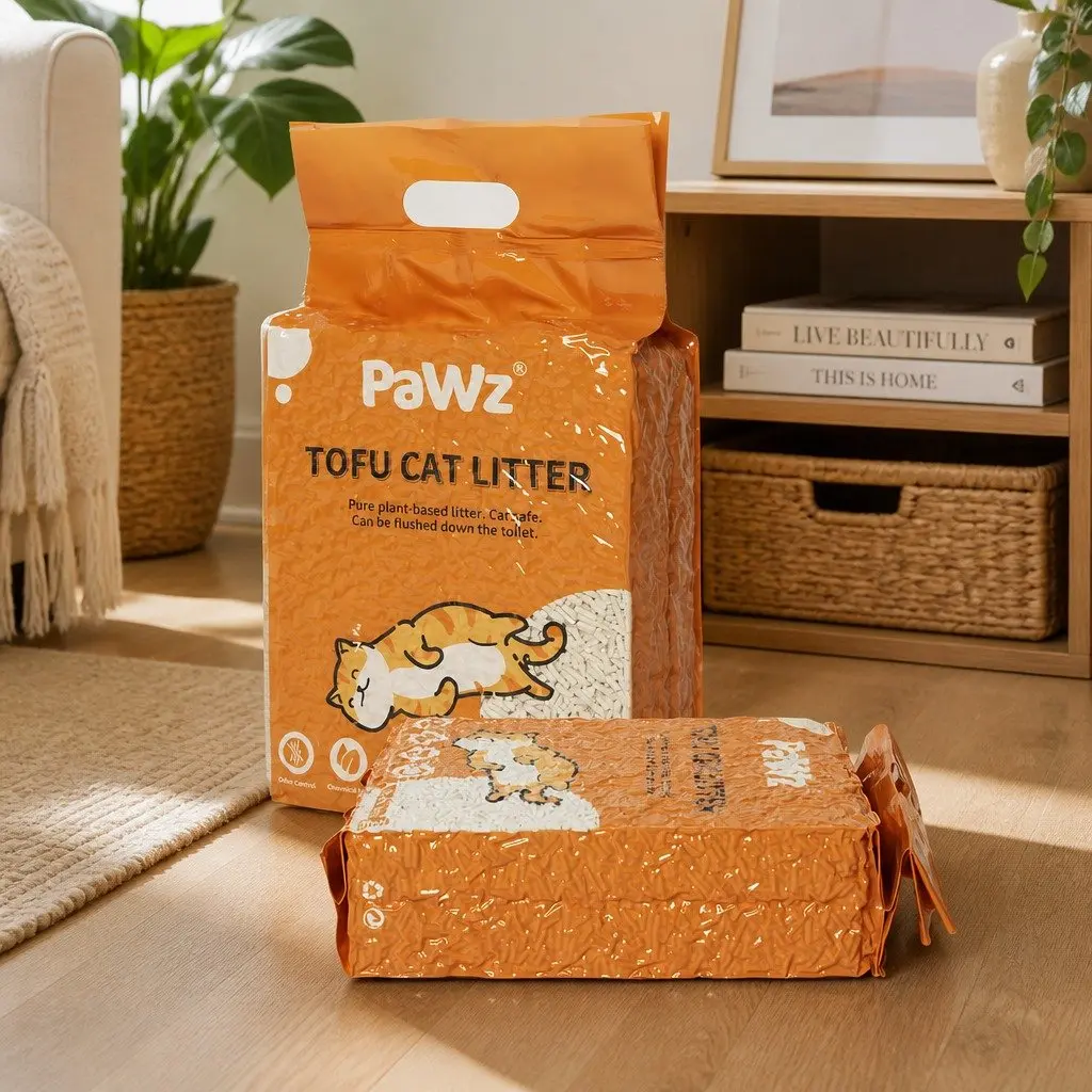 Tofu Cat Litter Natural Biodegradable Clumping Odour Control 2.5kg Soybean Fibre Dust Free Flushable