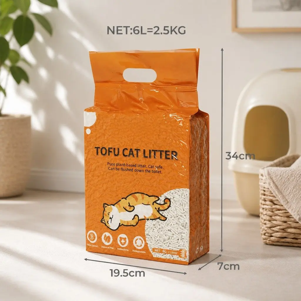 Tofu Cat Litter Natural Biodegradable Clumping Odour Control 2.5kg Soybean Fibre Dust Free Flushable